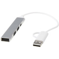 Alkaid 4-pordiline USB-A ja Type-C jaotur kahe sisendiga, Hõbe
